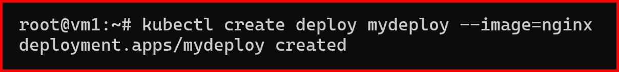 Picture showing the execution of kubectl create deploy command